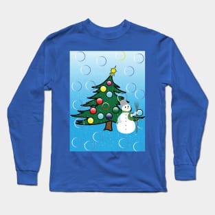 christmas tree and snowman Long Sleeve T-Shirt